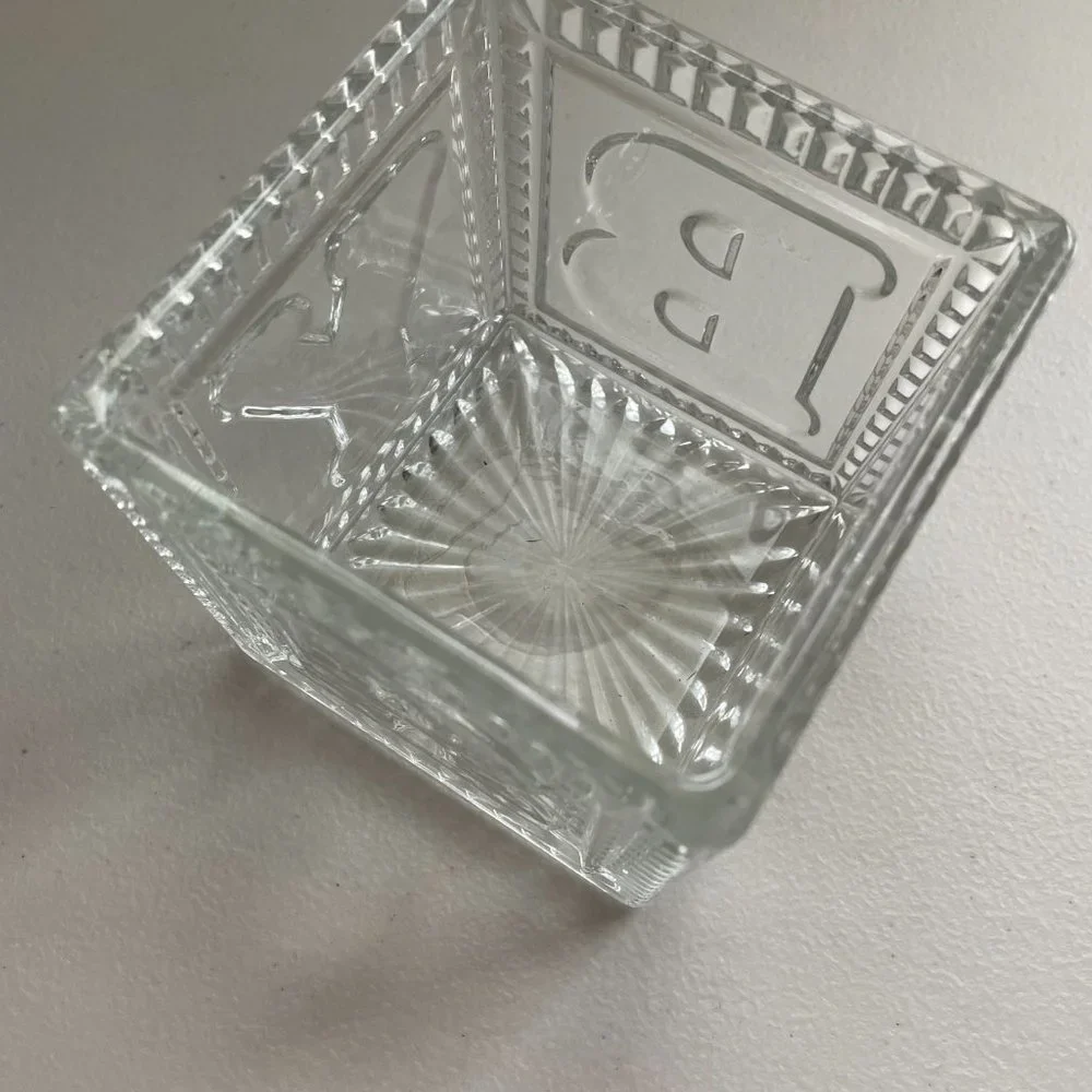 Vintage ABC Crystal Glass Holder Cube 3.5”